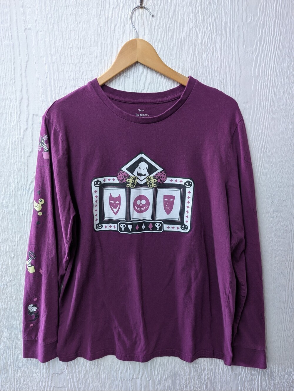 Disney Nightmare Before Christmas Casino Icons Purple Long Sleeve T-shirt Large